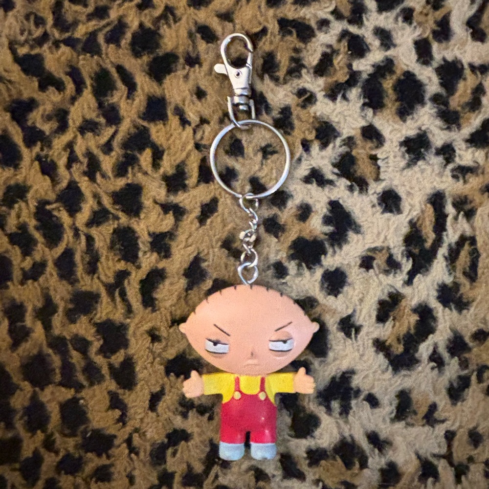 stewie griffin family guy 2.5 inch rubber bendable keychain 2004
